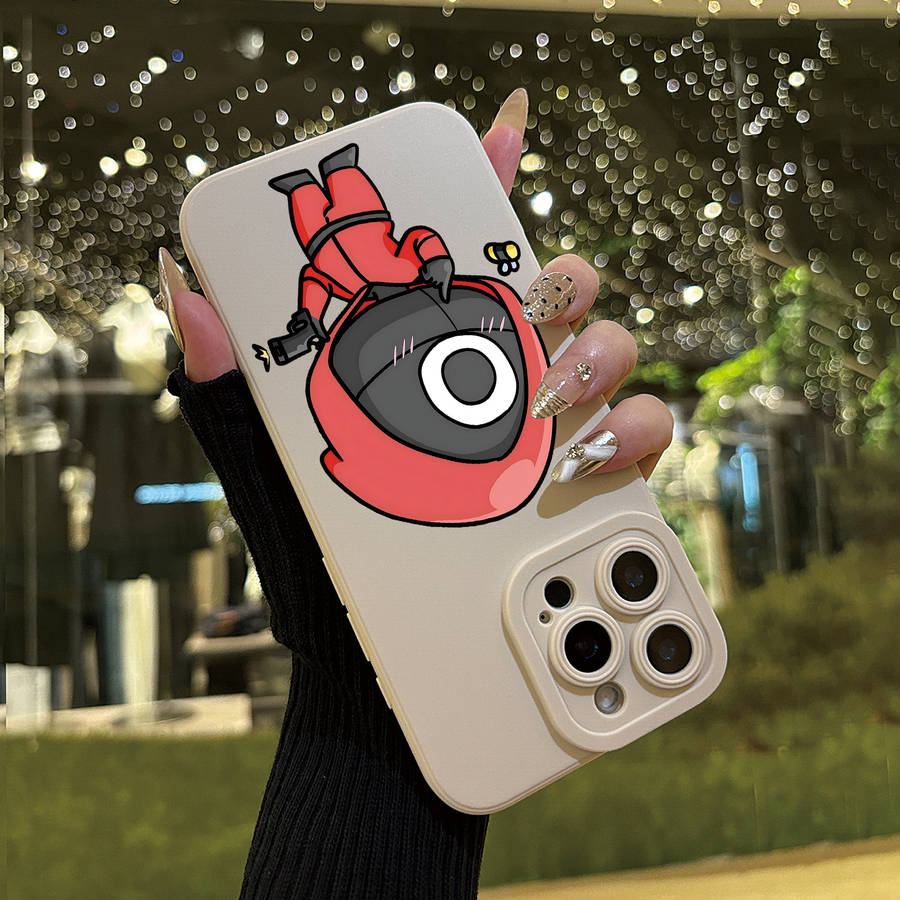 1Pc Black For iPhone 15 Pro Angel Eye Game Red Phone Case