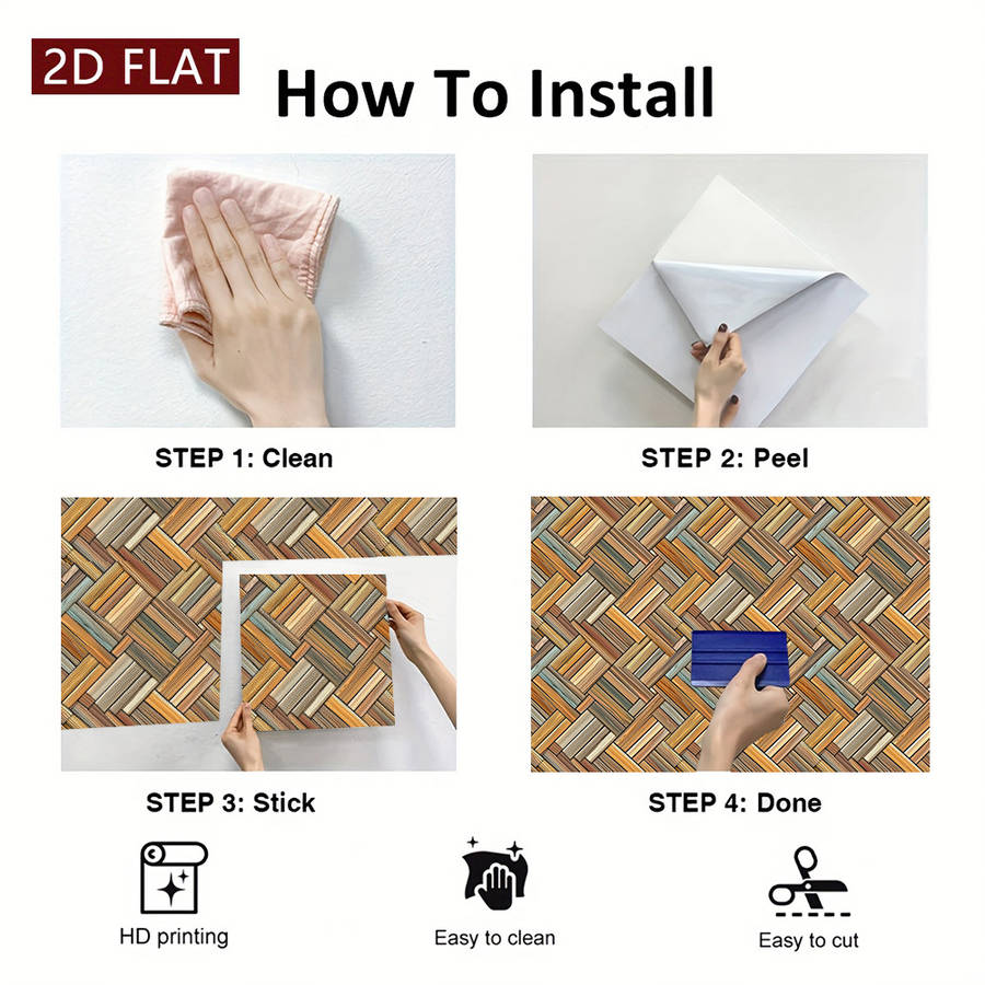 Self Adhesive Floor Stickers 7.87X7.87Inch 20X20Cm 10Pcs