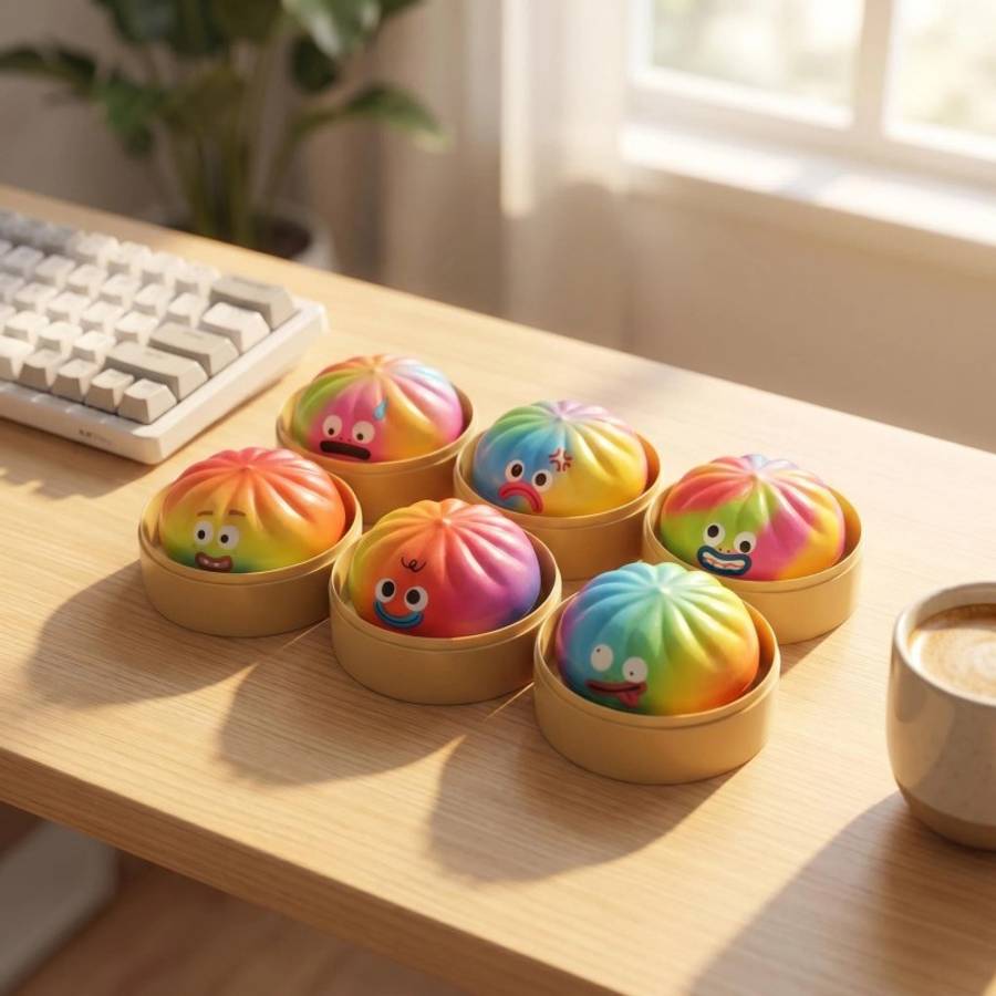 Squeezable Toys Style 2Pc1 Steamed Bun 1 Steamer Set Items Random Colors And Styles