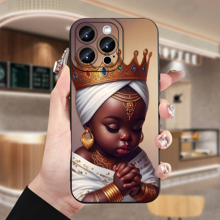 1Pc Black For iPhone 12 Pro Max African Children Pattern Phone Case