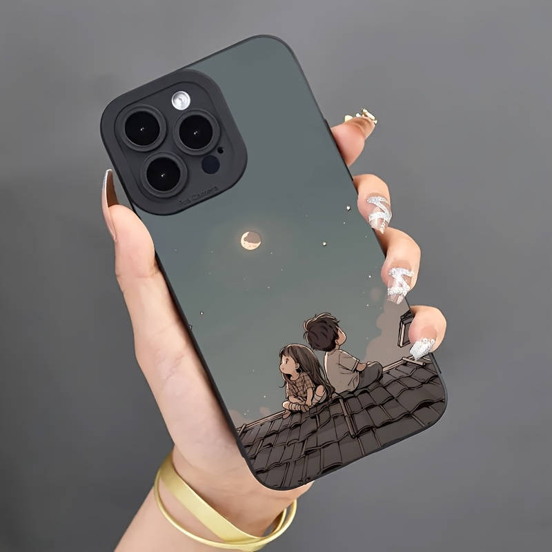 1Pc Black For iPhone X XS Cartoon Pattern Phone Case