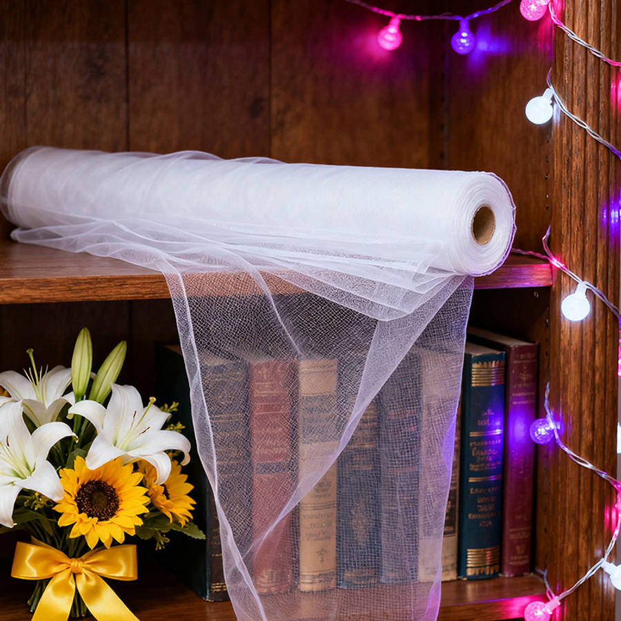 Wedding Supplies Color White Mesh Size 75*9000Cm 29.5*3543In
