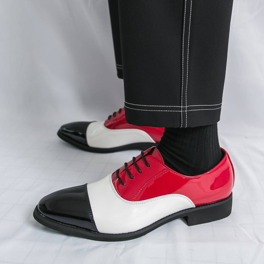 Mens Leather Shoes Color Black White Red Sizeuk 5.5