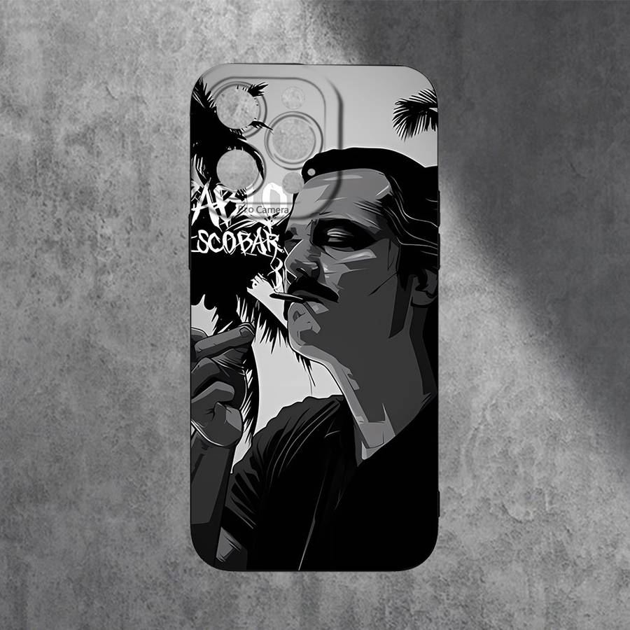 1Pc Black For iPhone 15 Pro Smoking Man Pattern Phone Case