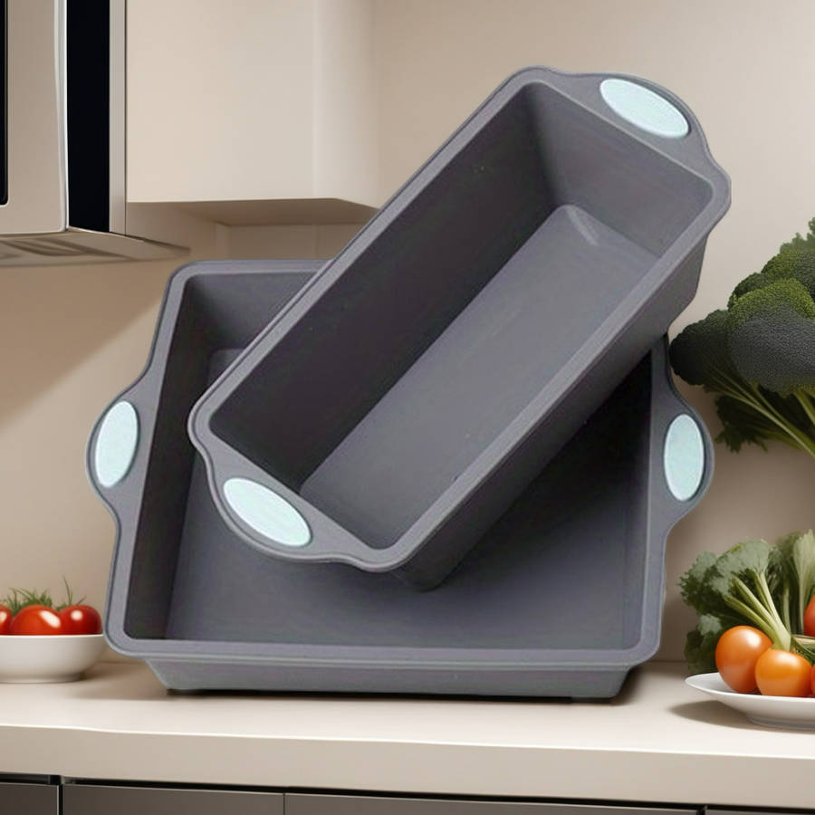Suitable For Baking Molds Color Gray Edged Blue Quantity Two Piece Set