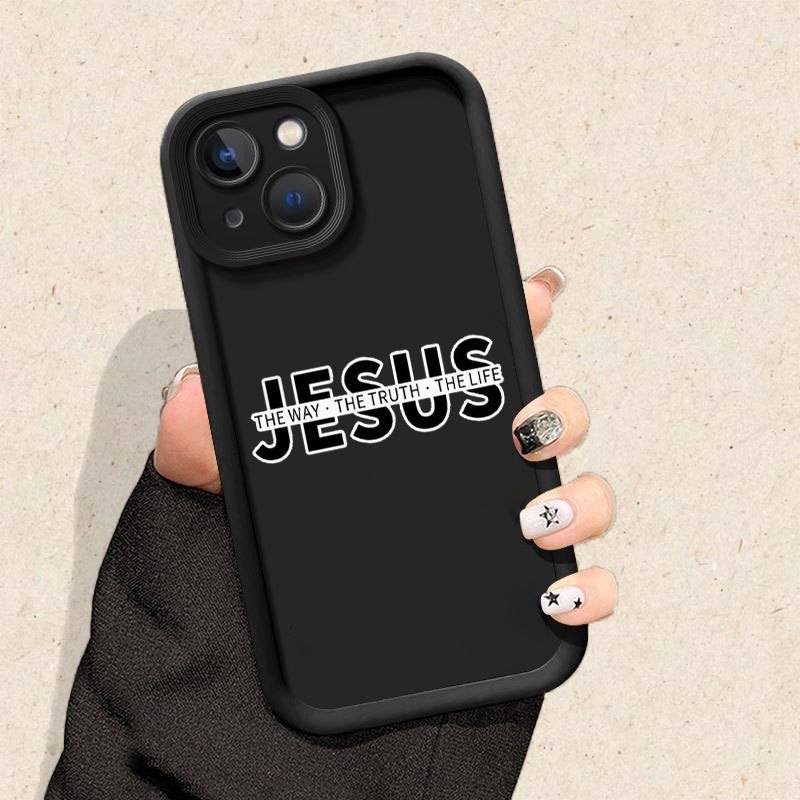 1Pc Black For iPhone 12 Pro Max Jesus Design Phone Case