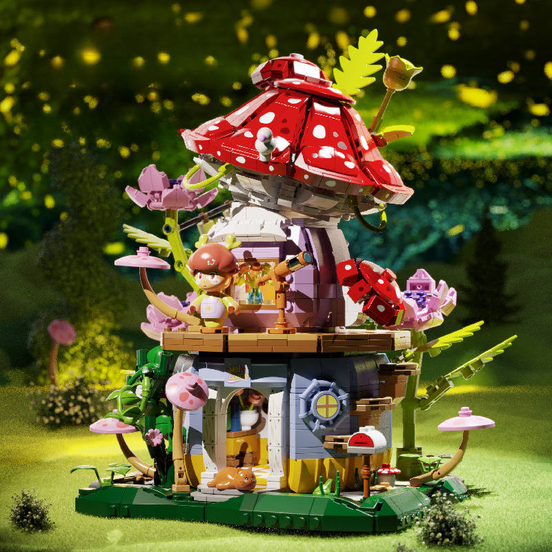 Building Toy Architectural Model Toy Set Color Mushroom House  1935 Pcs
