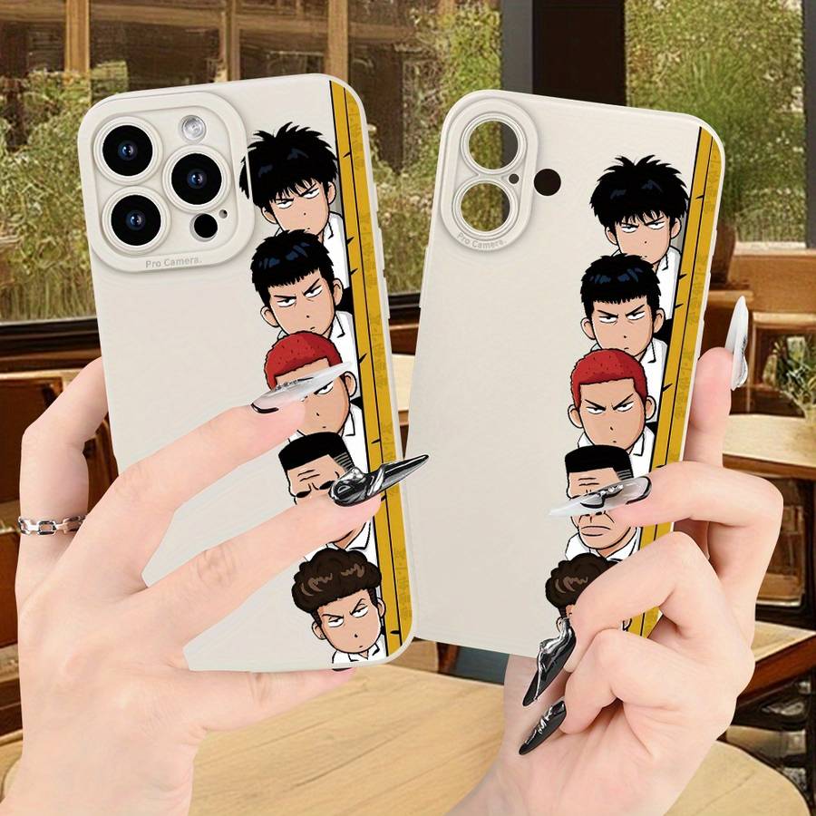 1Pc Beige For iPhone 15 Plus Anime Cartoon Character Phone Case