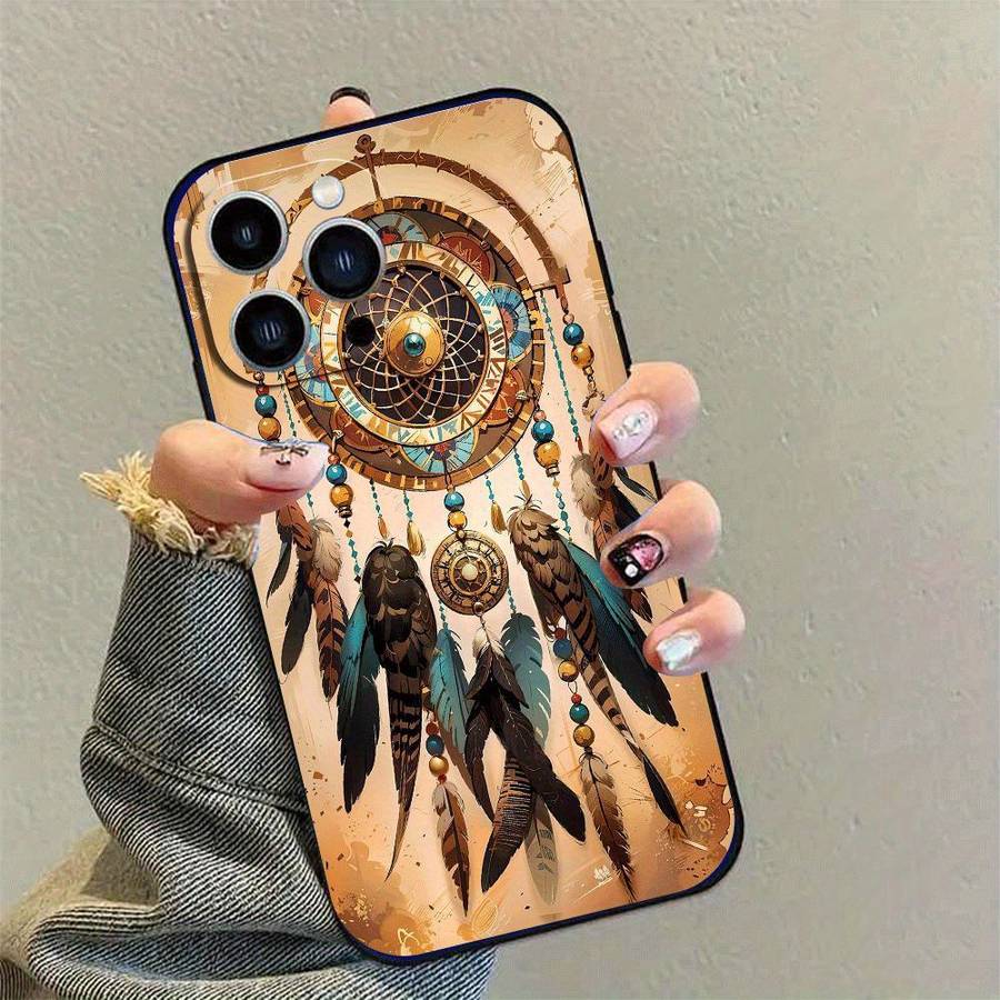 1Pc Black For iPhone 15 Pro Max African Design Phone Case