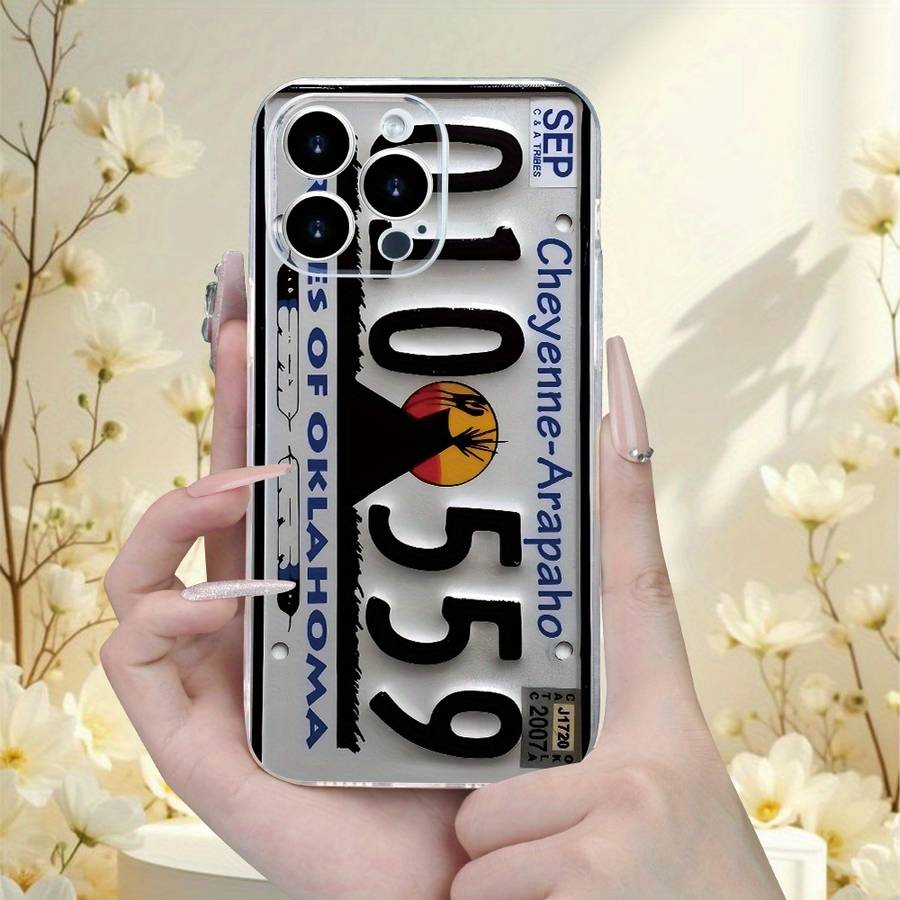 1Pc Transparent For iPhone 7 Retro License Plate Phone Case