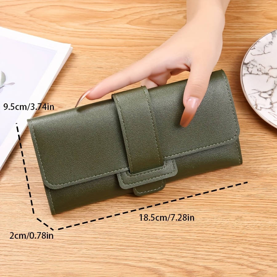 1pc Sleek Women's Long Tri-Fold WalletStylish Solid Color Design with Multiple Card Slots Clutc