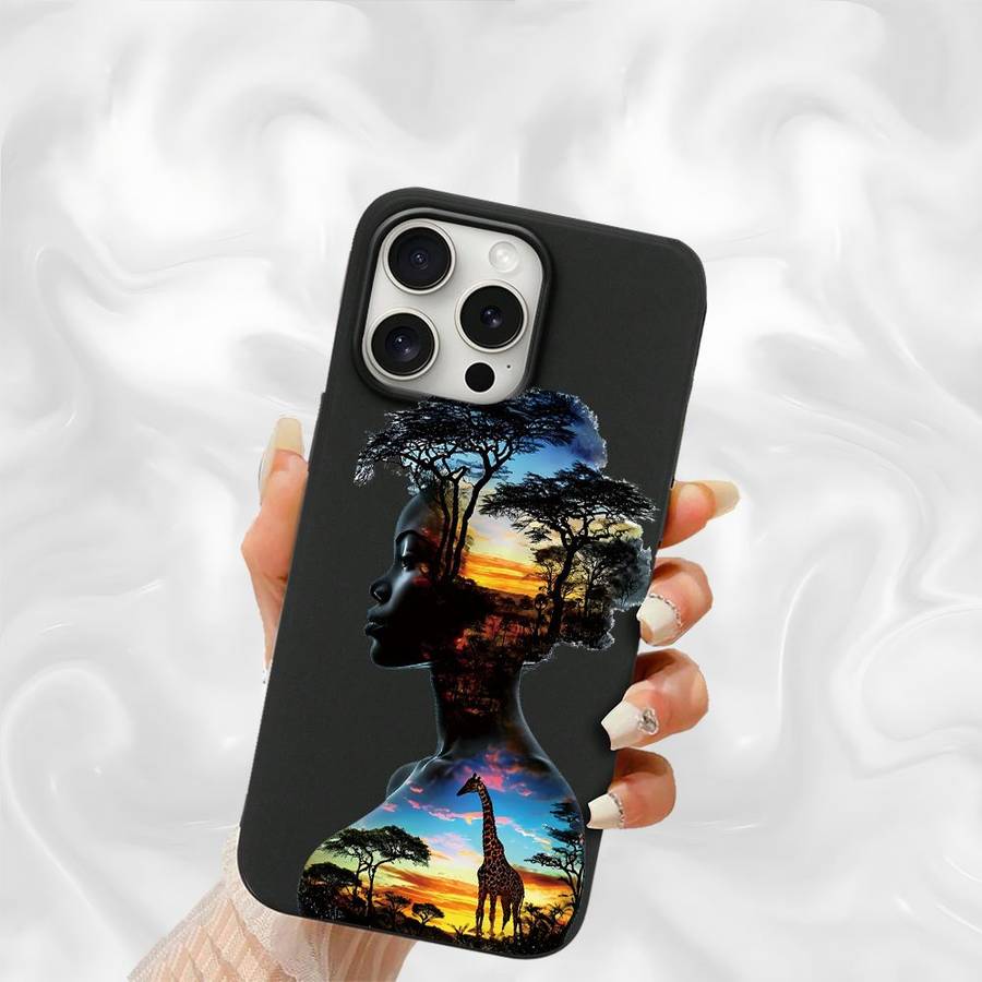 1Pc Black For iPhone 7 8 SE2 SE3 Sunset African Beauty Phone Case