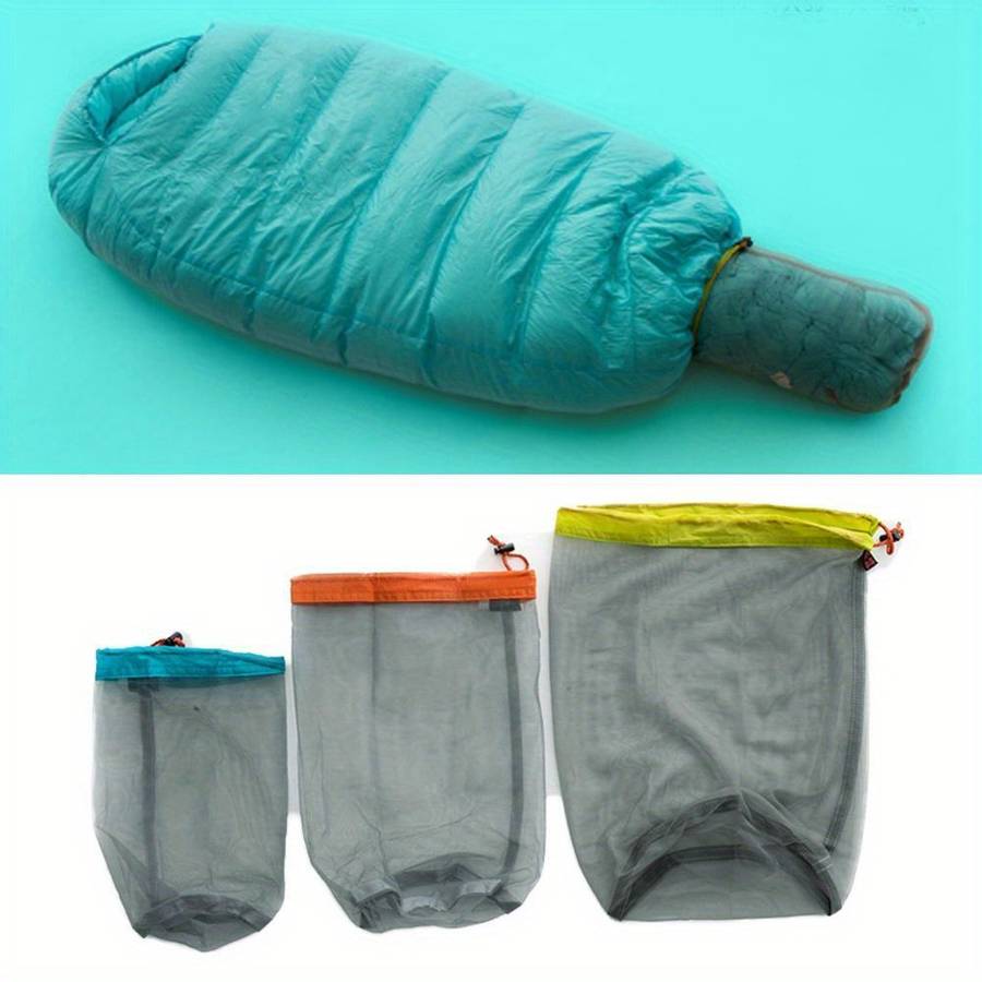 Laundry Outdoor Bag Ultralight Mesh Stuff Sack Camping Sports Drawstring