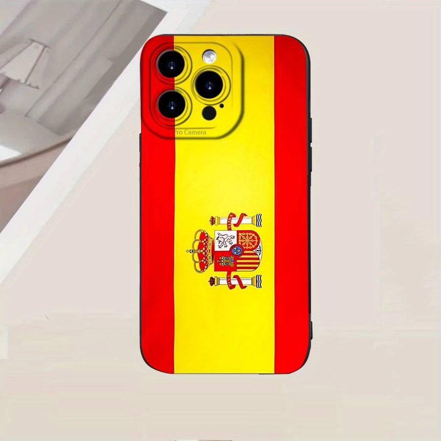 1Pc Black For iPhone 7 8 SE2 SE3 Spanish Flag Design Phone Case