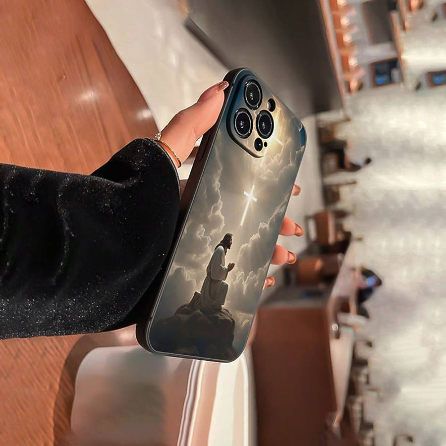 Black For iPhone Jesus Cross Pattern Phone Case