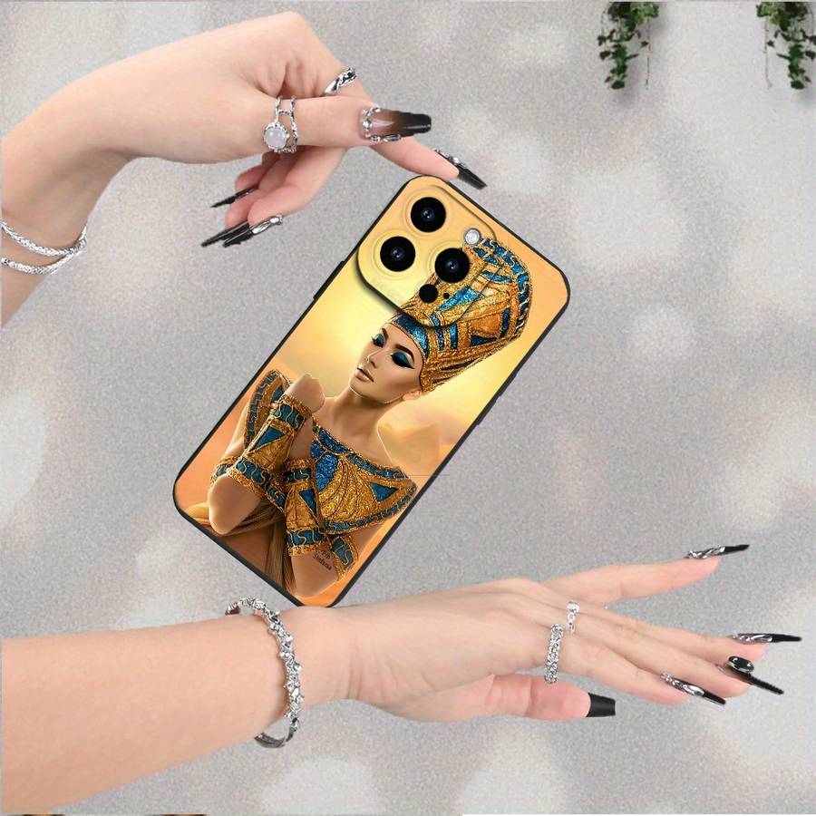 1Pc Black For iPhone 15 Egyptian Queen Phone Case