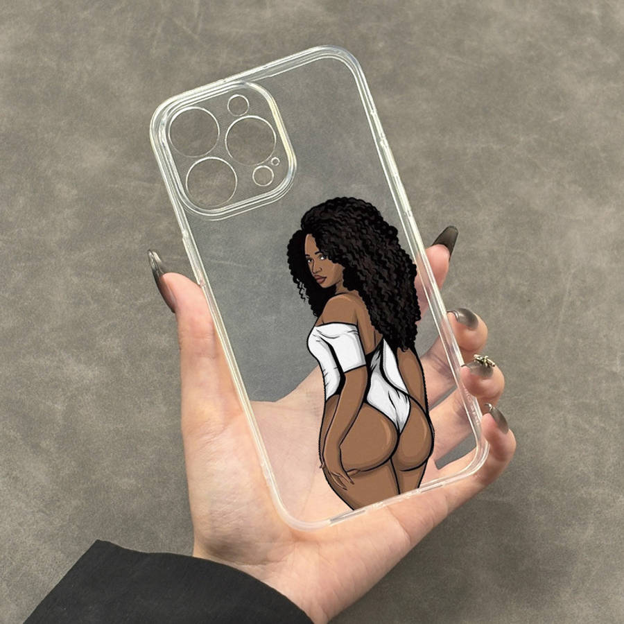 1Pc Transparent For iPhone 14 Plus Sexy Woman Back Phone Case