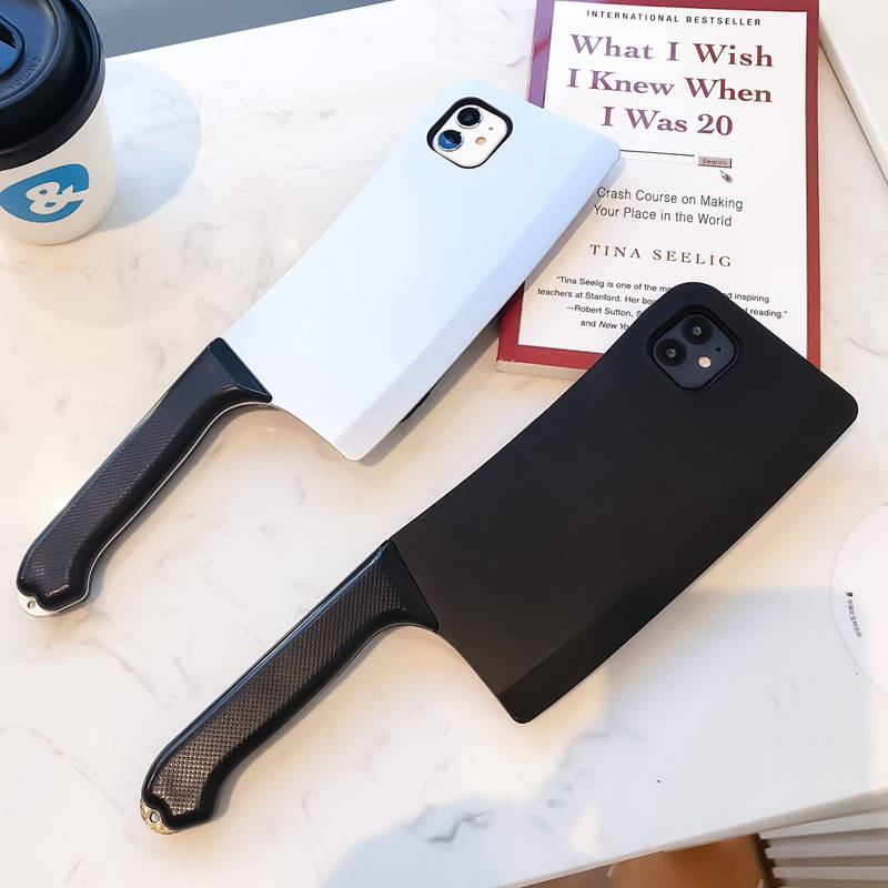 1Pc Black For iPhone 14 Toy Kitchen Knife Phone Case
