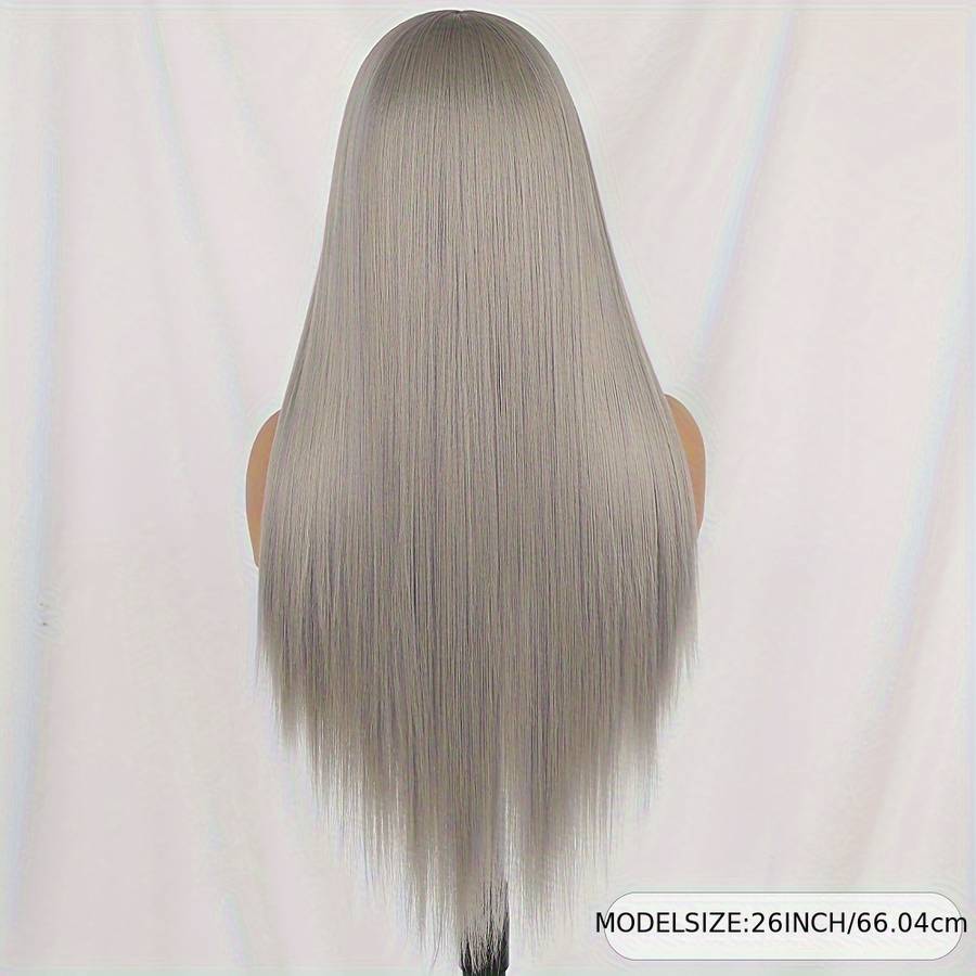 Grey Womens Wigs Hair Length 66.04Cm