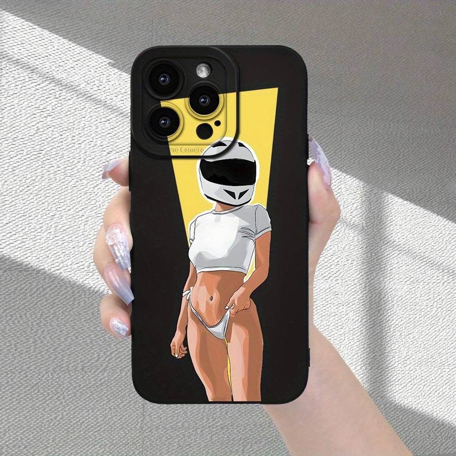 1Pc Black For iPhone 14 Pro Motorcycle Beauty Phone Case