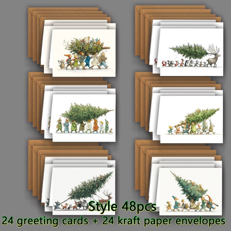 Greeting Cards Style Kraft Paper Envelope  Add  Greetin Quantity 48Pcs