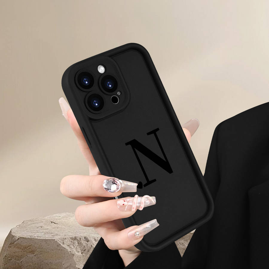 1Pc Black For iPhone XR Letter N Phone Case