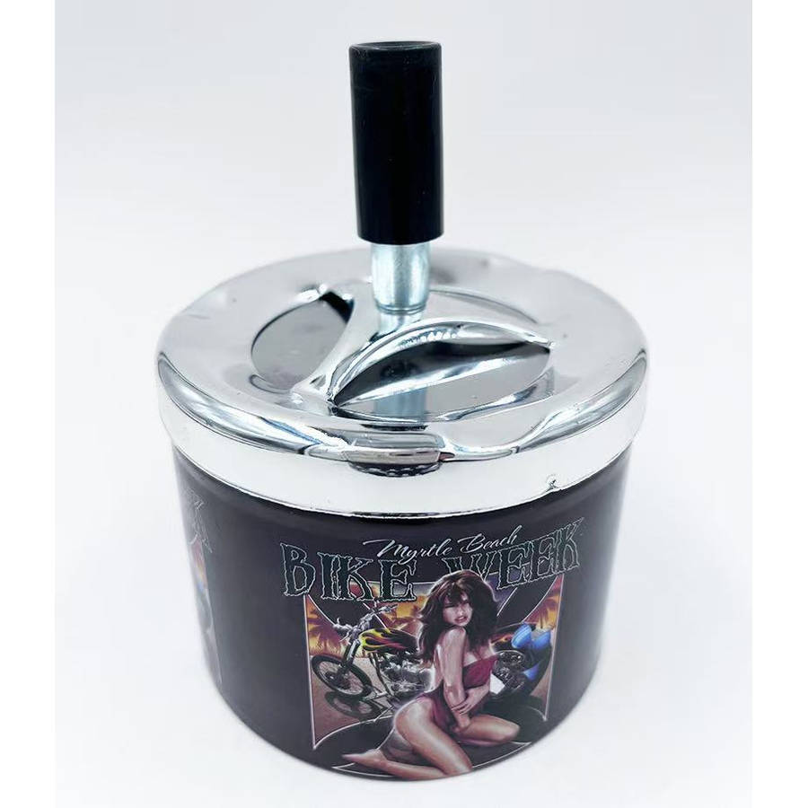 Heavy Duty Vintage Metal Ashtray With Windproof Rotating Lid Heavy Duty Beauty
