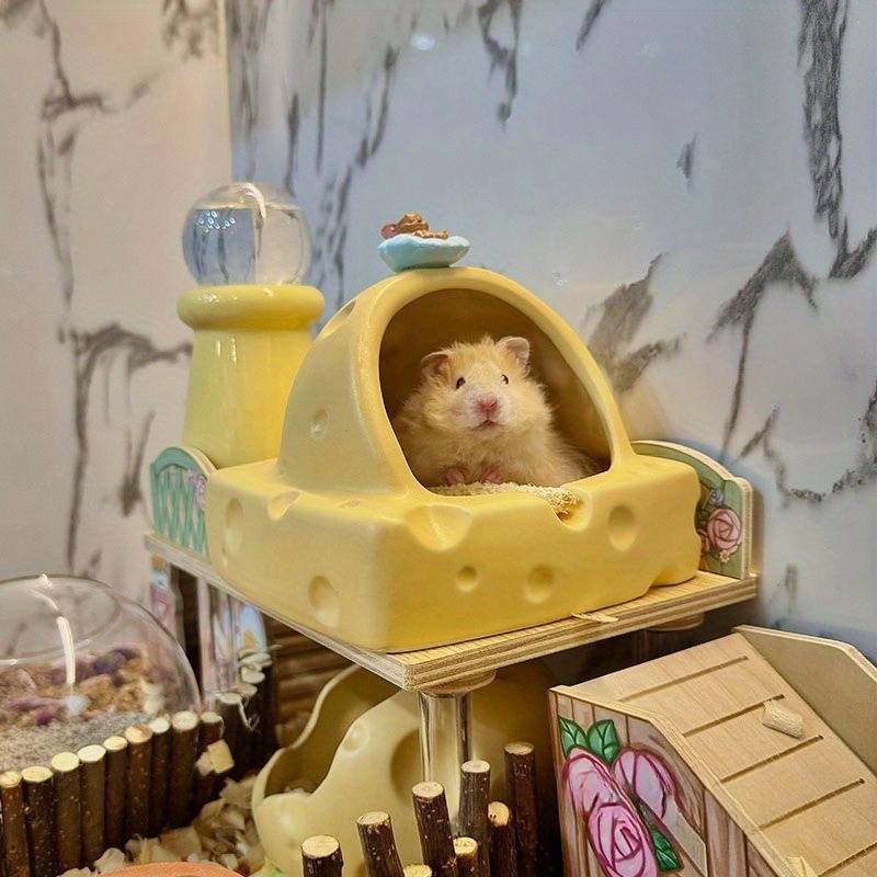 Pet Supplies Color Round Corner Anti Collision Ice Feel Easy To Clean Cheese Mouse House