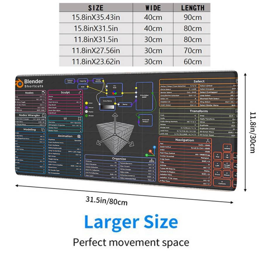 Mouse Pad Color 1Pc Size 11.8X31.5In