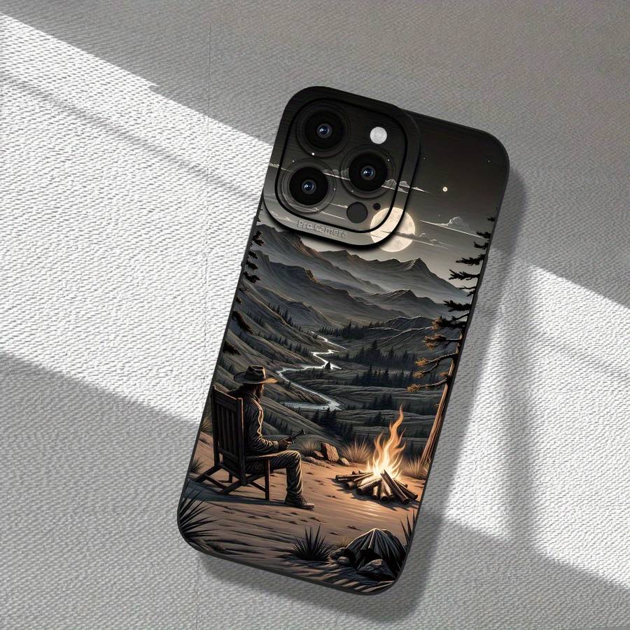1Pc Black For iPhone 12 Pro Max Gentleman Fireplace Phone Case