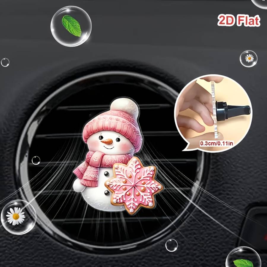 Car Interior Decor  2 Pink Snowman Car Fragrances