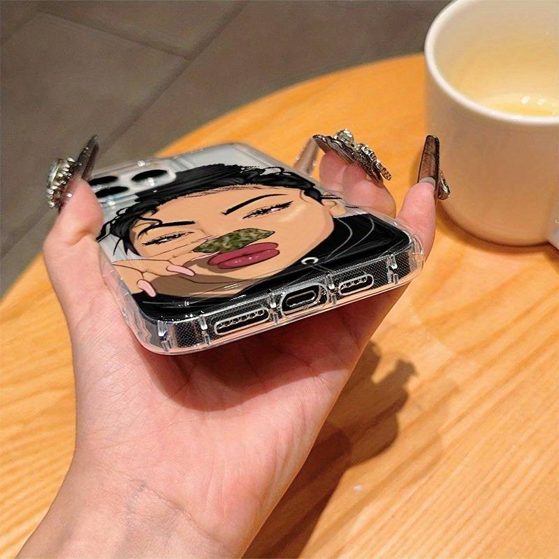 1Pc Transparent For iPhone 16 Girls Pattern Phone Case