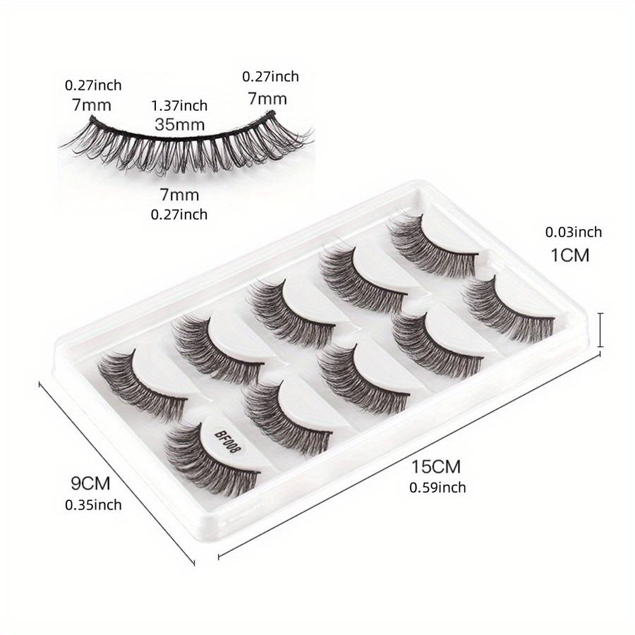 5 Pairs Natural False Eyelashes Color 5 Pairs Bf004 15mm