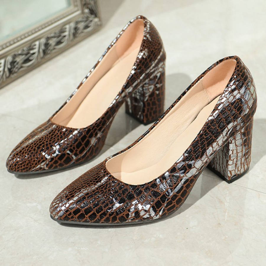 Women S High Heels Color Snake Pattern Sizeuk 4