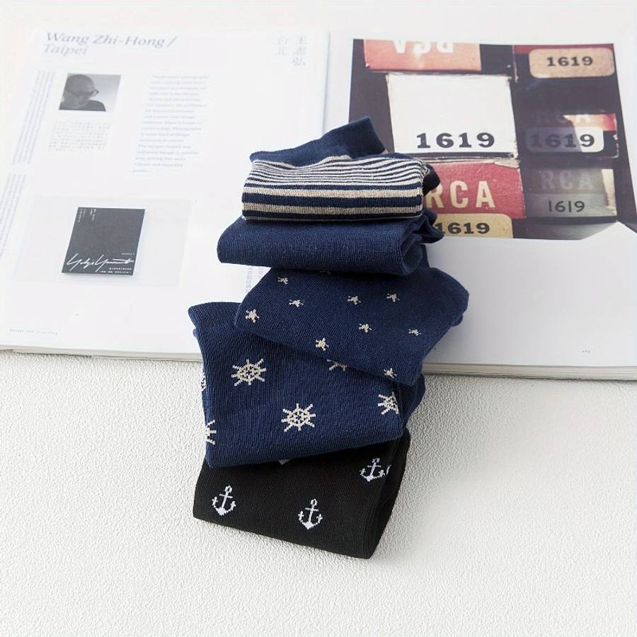 Women S Socks Color Mixed Navy Blue 5 Pairs Size Onesize