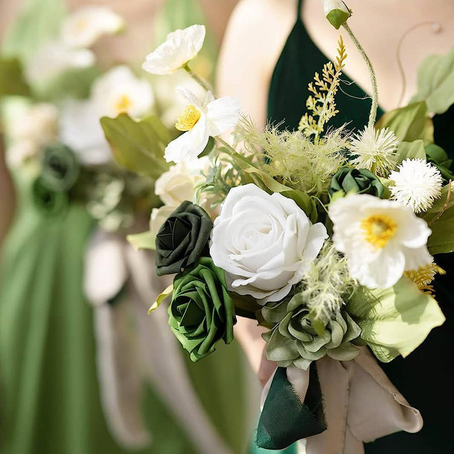 Wedding Supplies Color Green Gradient Large Rose 28Pcs