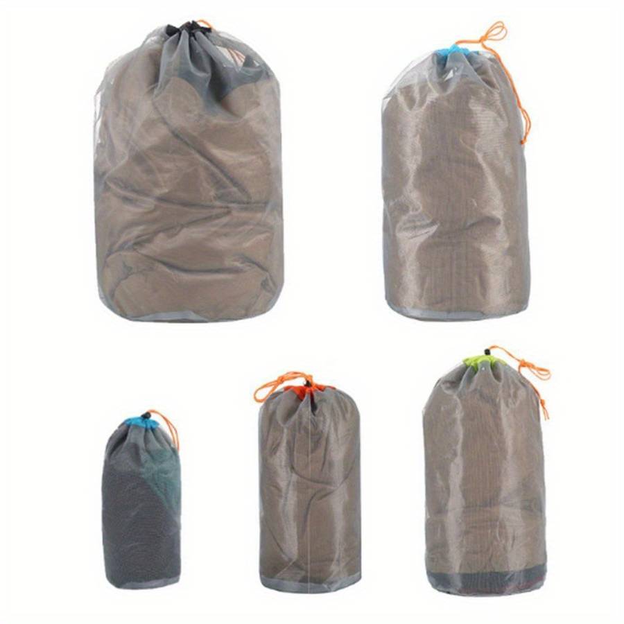 Laundry Outdoor Bag Ultralight Mesh Stuff Sack Camping Sports Drawstring