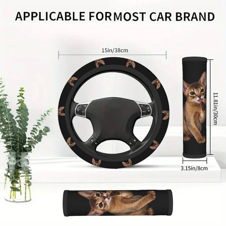 Car Steering Wheel Cover Mixed Color Size 3Pcs