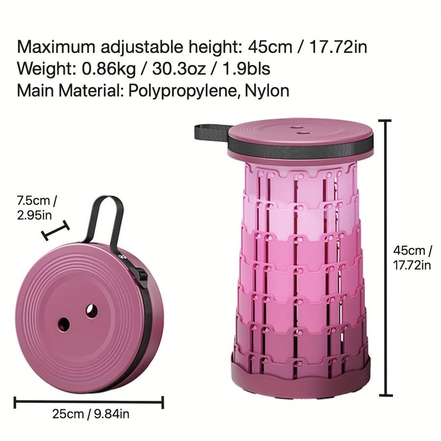 Foldable Folding Outdoor Chair Stool Lightweight Easy To Carry 8 Level Ad