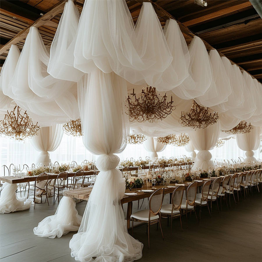 Wedding Supplies Color White Mesh Size 75*9000Cm 29.5*3543In