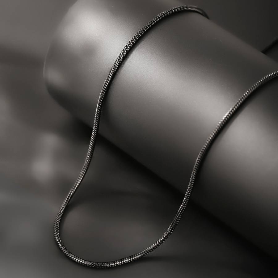 Crystal Stainless Steel Chain Necklace Black