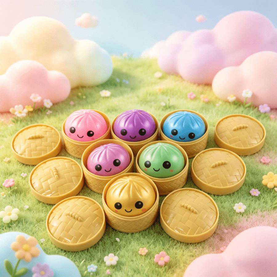 Squeezable Toys Color Random Color Style 3Pcs Set1 Bun 1Lid 1Base