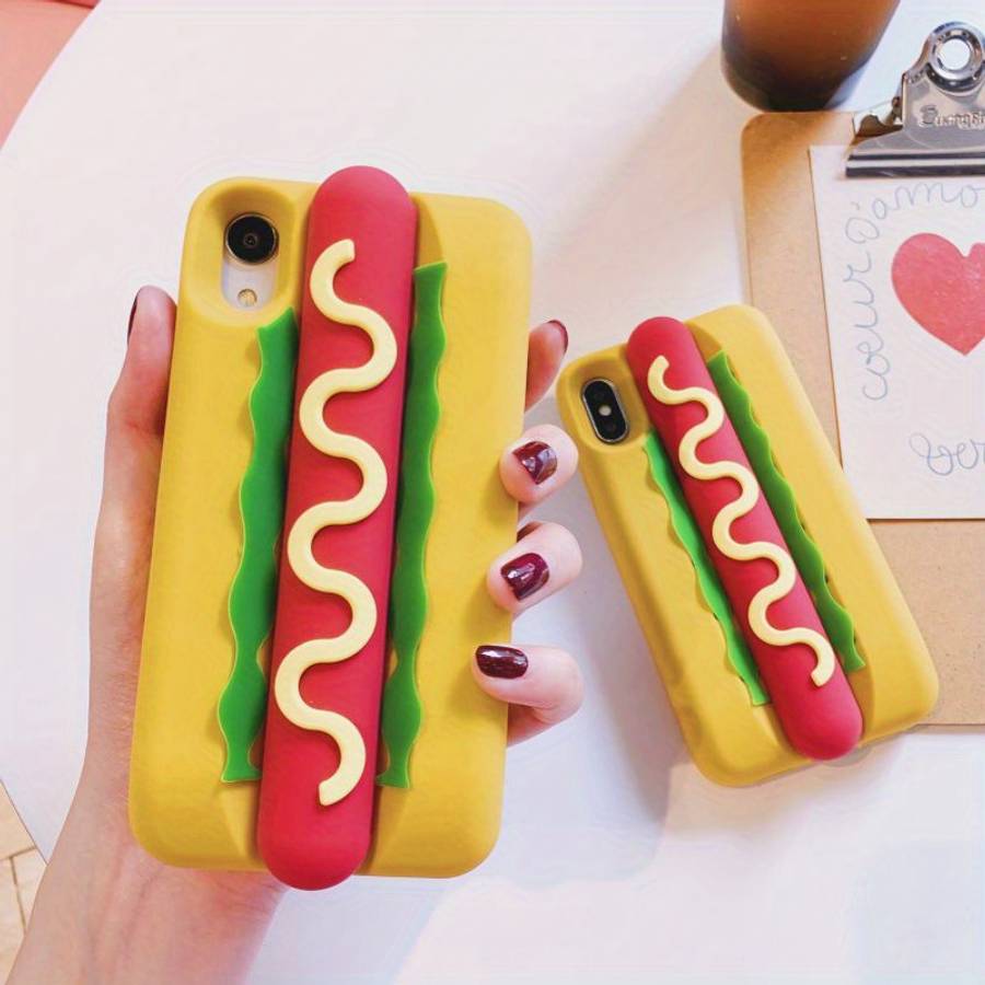 1Pc Mixed Color For iPhone 15 Plus Cute Hot Dog Phone Case