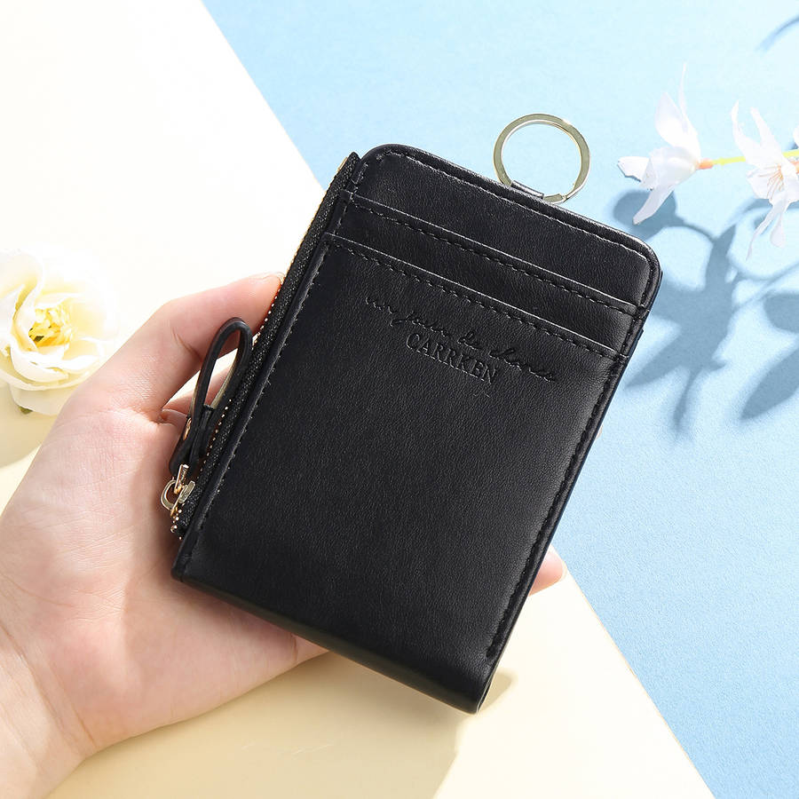 1pc CarrKen Elegant Compact Womens Wallet with Multiple Zippers Snap Buttons Large Capacity for