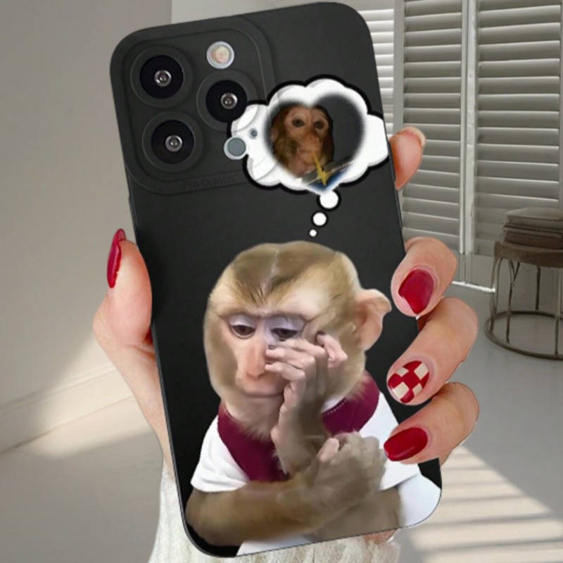 1Pc Black For iPhone X XS Funny Monkey Phone Case