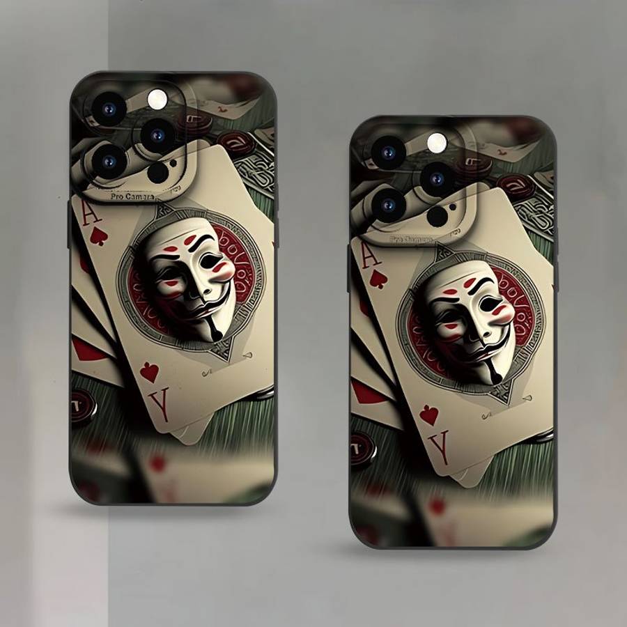 1Pc Mixed Color For iPhone 16 Plus Joker Face Poker Phone Case