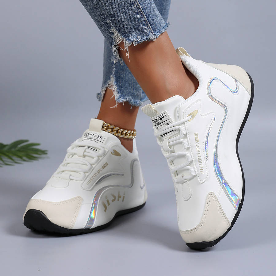 Women S Sneakers Color White Brown Net Pattern Sizeuk 6