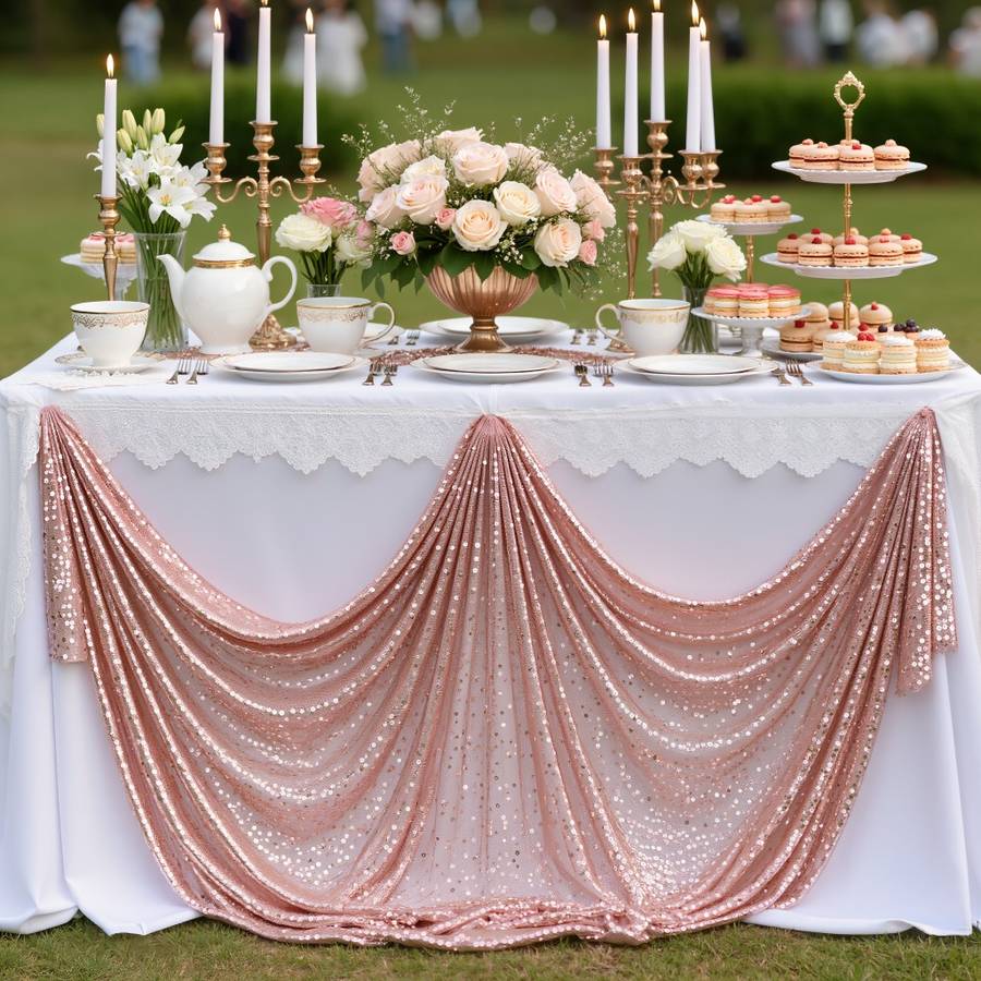 Wedding Supplies Color Rose Golden Size 30*280Cm Table Runner  4 Self Adhesive Stickers