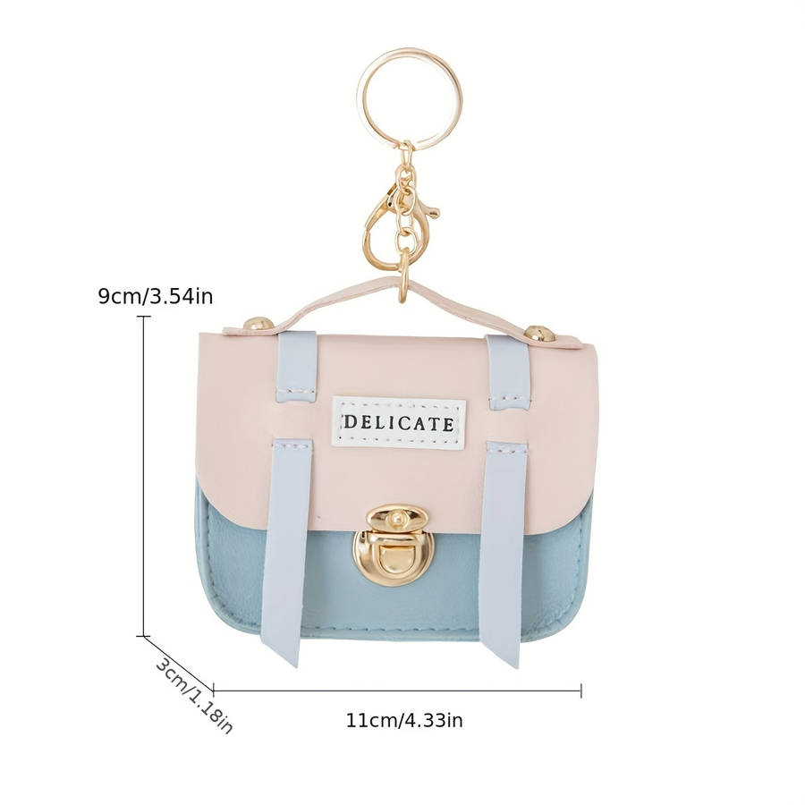 1pc Cute Female Creative Mini Compact Coin Purse Bag Small Wallet with Lock and Keychain Pendant