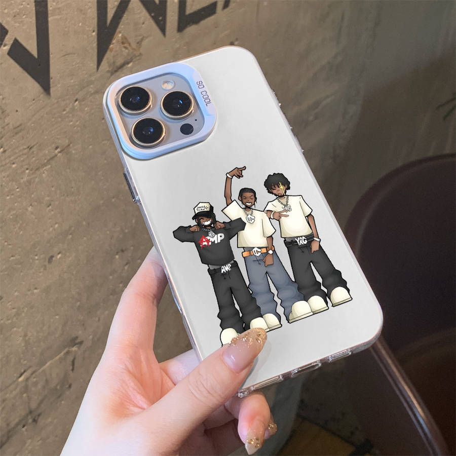1Pc Silvery For iPhone 11 Hip Hop Print Metal Phone Case
